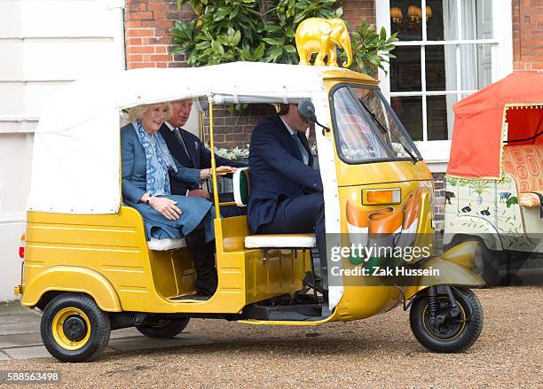 Prince Charles, Prince of Wales and Camilla, Duchess of Cornwall launch the 'Travels To My Elephant' Rickshaw Race at Clarence House in London.