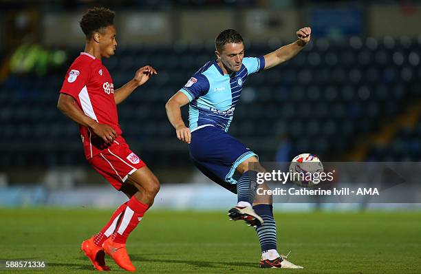 Stephen McGinn of Wycombe Wanderers during the EFL Cup match between Wycombe Wanderers and Bristol City at Adams Park on August 8, 2016 in High...