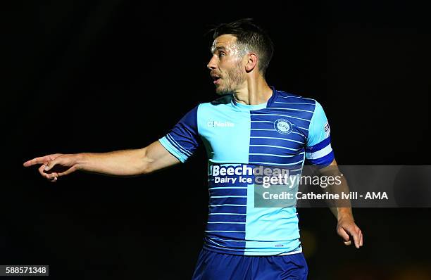 Matt Bloomfield of Wycombe Wanderers during the EFL Cup match between Wycombe Wanderers and Bristol City at Adams Park on August 8, 2016 in High...