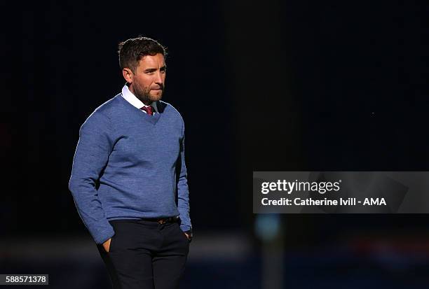 Lee Johnson manager of Bristol City during the EFL Cup match between Wycombe Wanderers and Bristol City at Adams Park on August 8, 2016 in High...