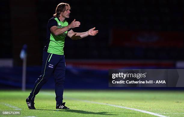 Gareth Ainsworth manager of Wycombe Wanderers during the EFL Cup match between Wycombe Wanderers and Bristol City at Adams Park on August 8, 2016 in...
