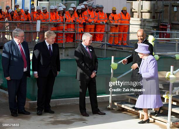 Queen Elizabeth II and Boris Johnson visit the Crossrail Station site at Bond Street in London