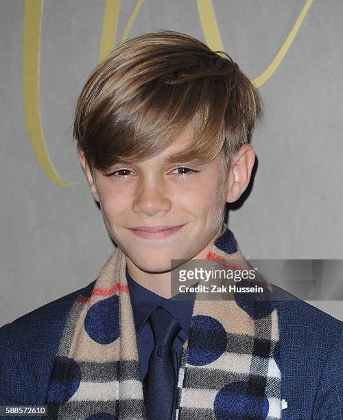 Romeo Beckham arriving at the premiere of the Burberry Festive Film in London