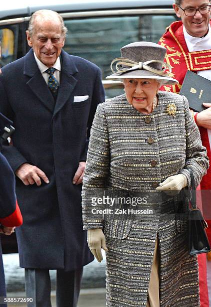 Queen Elizabeth II and Prince Philip, Duke of Edinburgh attend the inauguration of the tenth General Synod at Westminster Abbey in London