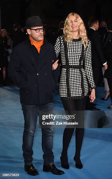 Matthew Vaughn and Claudia Schiffer arriving at the European premiere of Eddie the Eagle at the Odeon Leicester Square in London