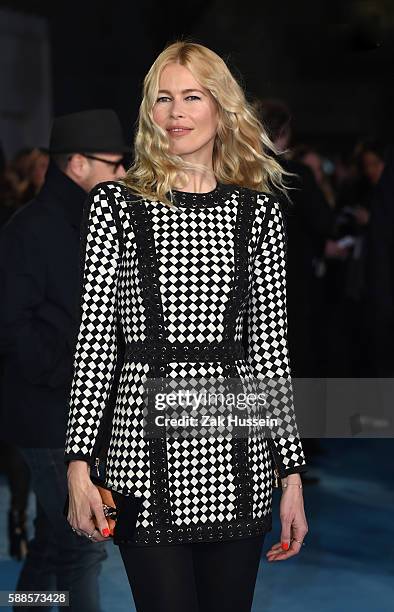 Claudia Schiffer arriving at the European premiere of Eddie the Eagle at the Odeon Leicester Square in London