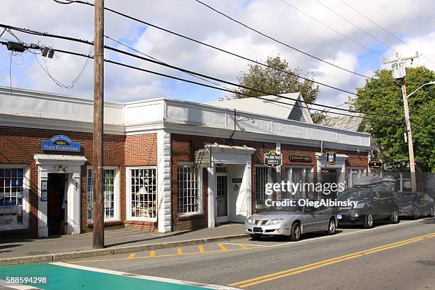 small town street, chatham, cape cod, massachusetts. - chatham massachusetts stock pictures, royalty-free photos & images