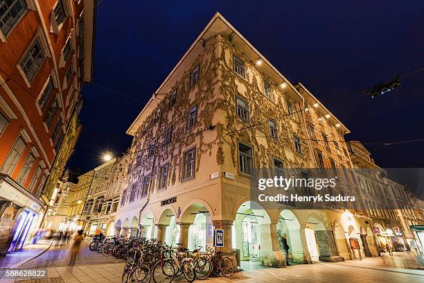 architecture of hauptplatz in graz - graz stock pictures, royalty-free photos & images