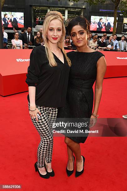 Holli Dempsey and Mandeep Dhillon attend the World Premiere "David Brent: Life On The Road" at Odeon Leicester Square on August 10, 2016 in London,...