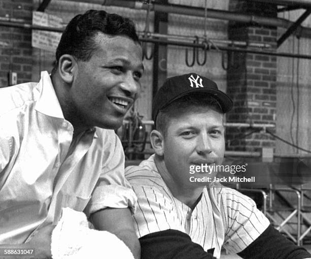 Boxing legend Sugar Ray Robinson and baseball Legend Mickey Mantle on NBC-TV Omnibus on December 21, 1958.