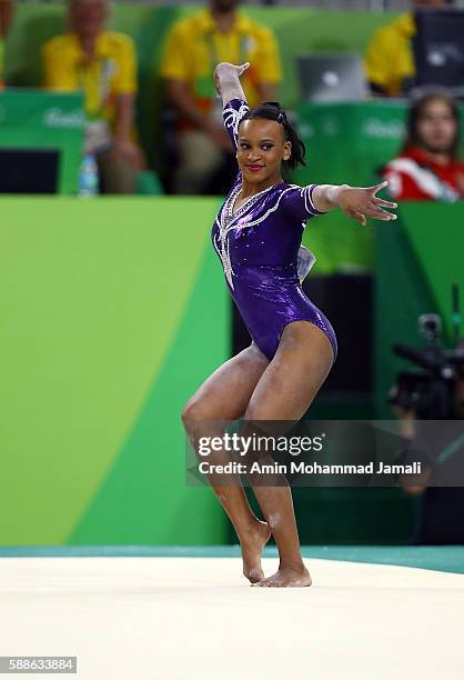 Rebeca Andrade of Brazil competes on the floor during the Women's Individual All Around Final on Day 6 of the 2016 Rio Olympics at Rio Olympic Arena...