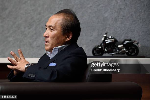 Hiroyuki Yanagi, president and chief executive officer of Yamaha Motor Co., speaks during an interview in Tokyo, Japan, on Tuesday, Aug. 9, 2016....