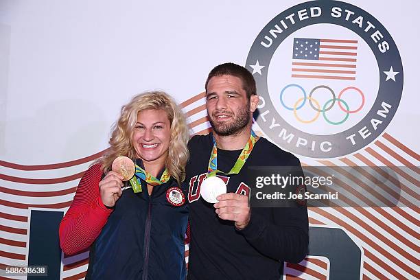 Olympians Kayla Harrison and Travis Stevens attend the USA House at the Colegio Sao Paulo on August 11, 2016 in Rio de Janeiro, Brazil.