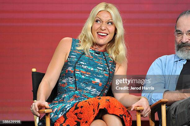 Claire Danes speaks onstage at the 'Homeland' panel discussion during the SHOWTIME portion of the 2016 Television Critics Association Summer Tour at...