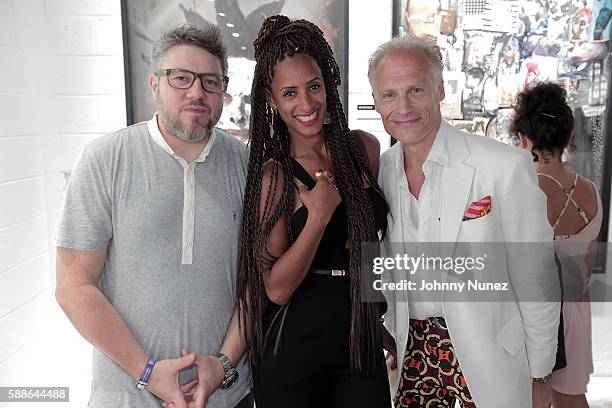 Photographer Jonathan Mannion and Artist Dalphine Diallo attend Bacardi and Swizz Beatz's The Dean Collection present 'No Commission: Art Performs' -...
