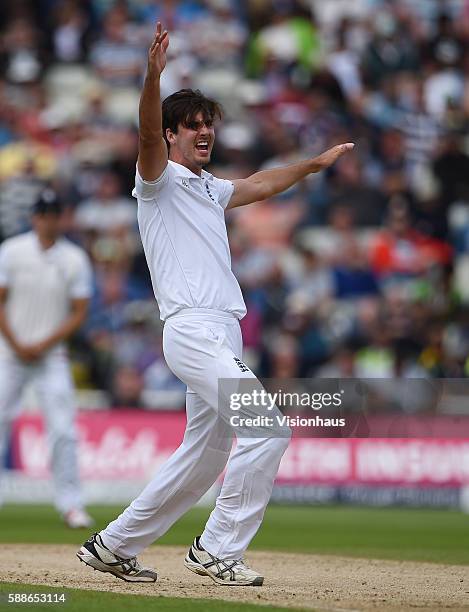 Steven Finn of England during day two of the third Investec test between England and Pakistan at Edgbaston on August 4, 2016 in Birmingham, England.