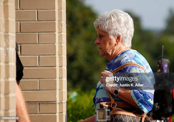 Dottie Sandusky enters the Centre County Courthouse to hear the appeal of Jerry Sandusky's child sex abuse conviction on August 12, 2016 in...