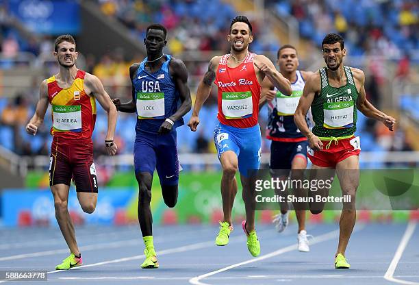 Alvaro de Arriba of Spain, Charles Jock of the United States, Wesley Vazquez of Puerto Rico and Yassine Hethat of Algeria compete in round one of the...