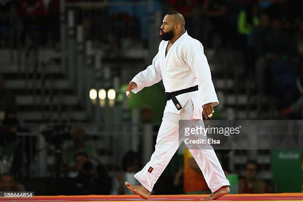 Roy Meyer of Netherlands looks on during the Men's +100kg Judo contest against Deo Gracia Ngokaba of Congo on Day 7 of the Rio 2016 Olympic Games at...
