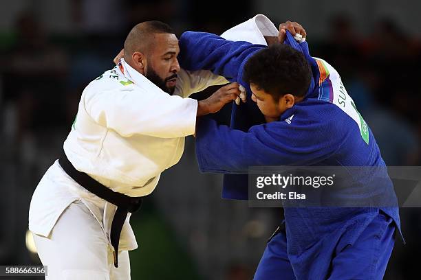 Roy Meyer of the Netherland competes against Sungmin Kim of South Korea during the Men's +100kg Judo contest on Day 7 of the Rio 2016 Olympic Games...