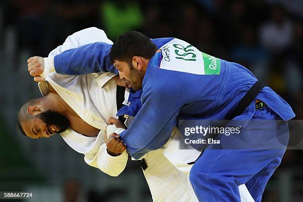 Roy Meyer of Netherlands competes with Or Sasson of Israel during the Men's +100kg Judo contest on Day 7 of the Rio 2016 Olympic Games at Carioca...