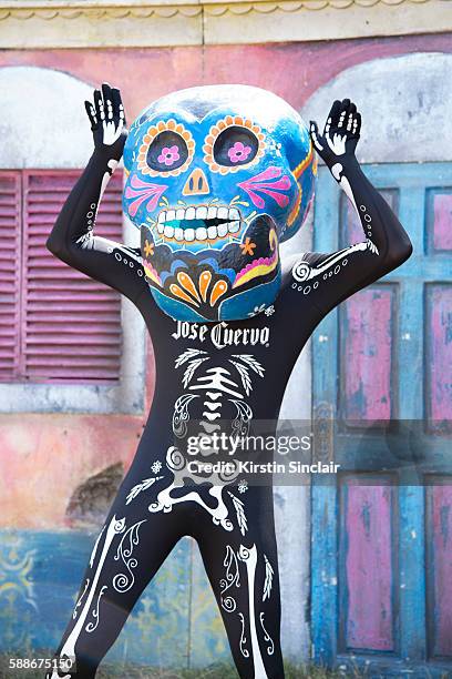 Jose Cuervo day of the dead dancer on day 3 of Wilderness Festival on August 6, 2016 in Cornbury Park, Oxford, England.