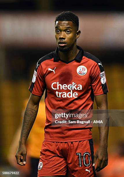 Jason Banton of Crawley Town during the EFL Cup match between Wolverhampton Wanderers and Crawley Town at Molineux on August 8, 2016 in...
