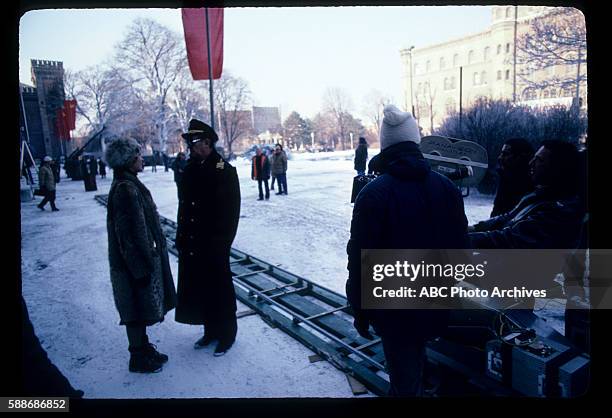 Miniseries - Behind-the-Scenes Coverage - Airdate: February 6 through 11 & February 13, 1983. PRODUCTION SHOT OF VICTORIA TENNANT AND ROBERT MITCHUM...