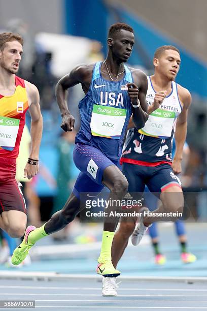 Charles Jock of the United States competeing in round one of the Men's 800 metres on Day 7 of the Rio 2016 Olympic Games at the Olympic Stadium on...