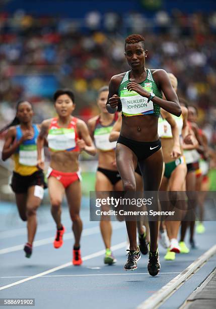 Diane Nukuri-Johnson of Burundi competes in the Women's 10,000 metres final on Day 7 of the Rio 2016 Olympic Games at the Olympic Stadium on August...