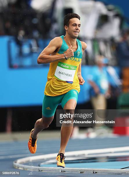 Luke Mathews of Australia competes in round one of the Men's 800 metres on Day 7 of the Rio 2016 Olympic Games at the Olympic Stadium on August 12,...