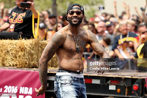 Mo Williams of the Cleveland Cavaliers looks on during the Cleveland Cavaliers 2016 NBA Championship victory parade and rally on June 22, 2016 in...