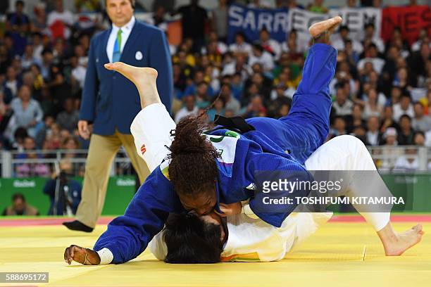 France's Emilie Andeol competes with China's Yu Song during their women's +78kg judo contest semifinal A match of the Rio 2016 Olympic Games in Rio...
