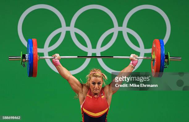 Lidia Valentin Perez of Spain in action during the Weightlifting - Women's 75kg Group A on Day 7 of the Rio 2016 Olympic Games at Riocentro -...