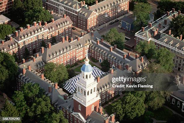 overview of harvard university buildings - harvard university stock pictures, royalty-free photos & images