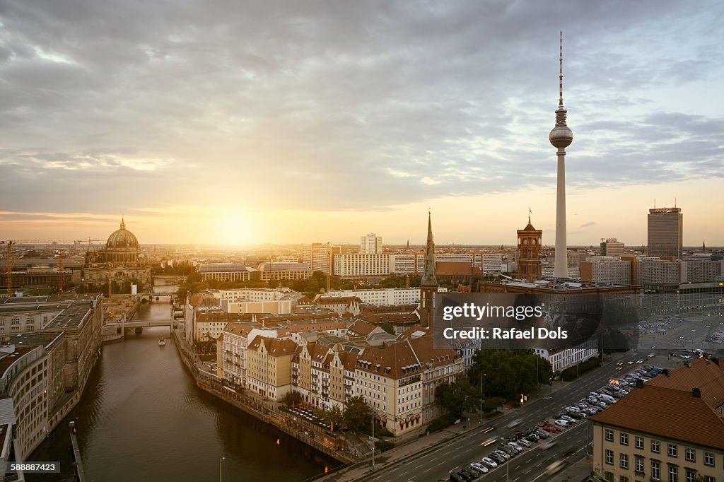 Berlin skyline at sunset