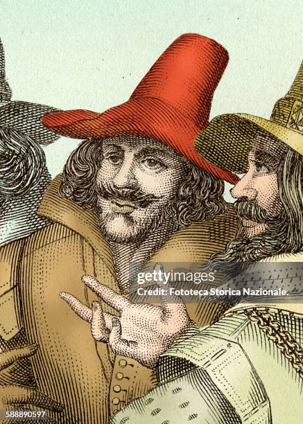 Guy Fawkes military and english plotter, with Robert Catesby British politician and creator of The Conspiracy of the Powders, foiled the November 5,...