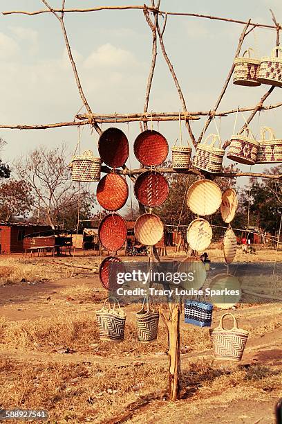 rice baskets - african woven baskets stock pictures, royalty-free photos & images