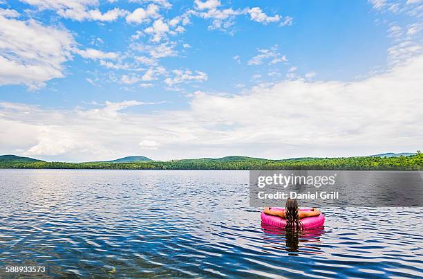 Lake Rafts Pool 52 Young Woman Relaxing On Lake In Pool Raft Stock Photos, High-Res ...