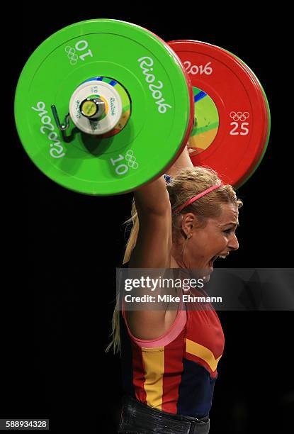 Lidia Valentin Perez of Spain in action during the Weightlifting - Women's 75kg Group A on Day 7 of the Rio 2016 Olympic Games at Riocentro -...