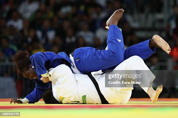 Emilie Andeol of France competes against Song Yu of China during the Women's +78kg Judo contest on Day 7 of the Rio 2016 Olympic Games at Carioca...