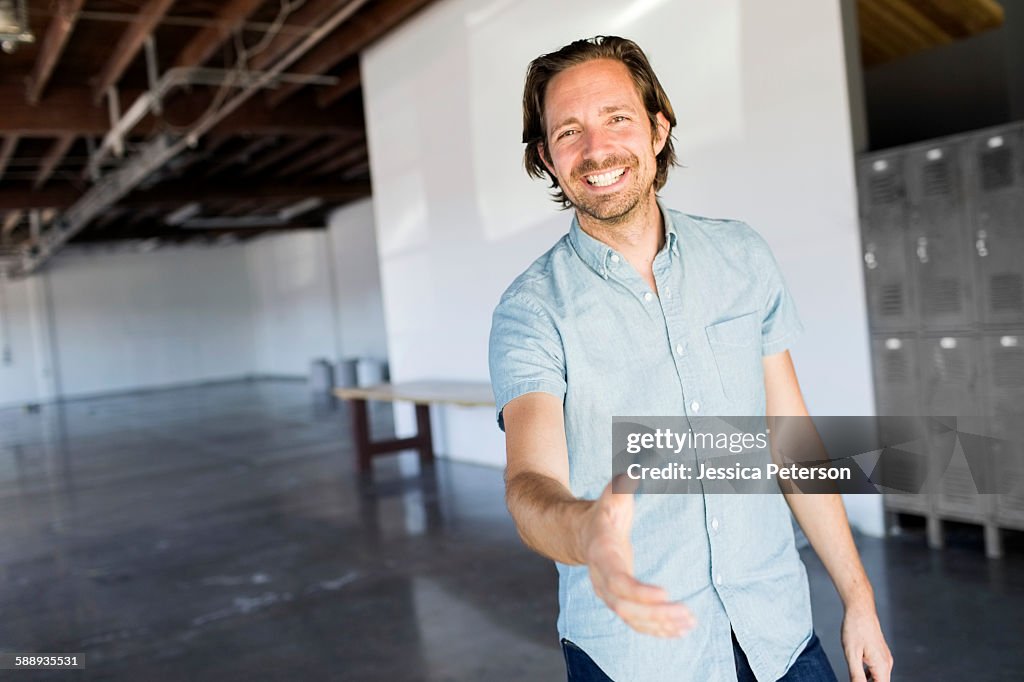 Man in warehouse