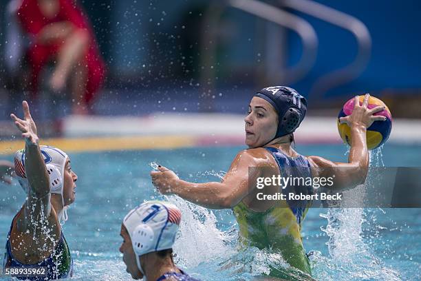 Summer Olympics: Brazil Brazil Mariana Duarte (11] in action vs Italy during Women's Preliminary Round - Group A match at Olympic Aquatics Centre....