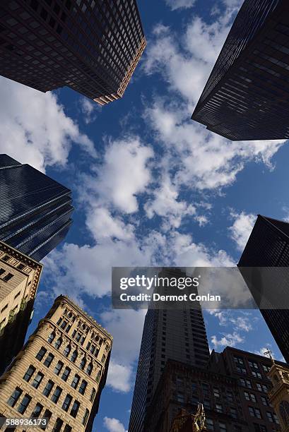 Massachusetts Boston Low Angle View Of Office Buildings In Financial District, Foto de stock