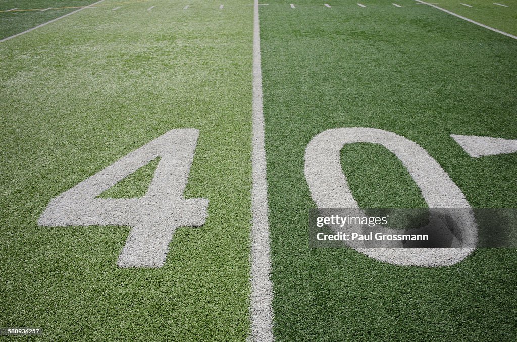 Football field marking of 40 yard line