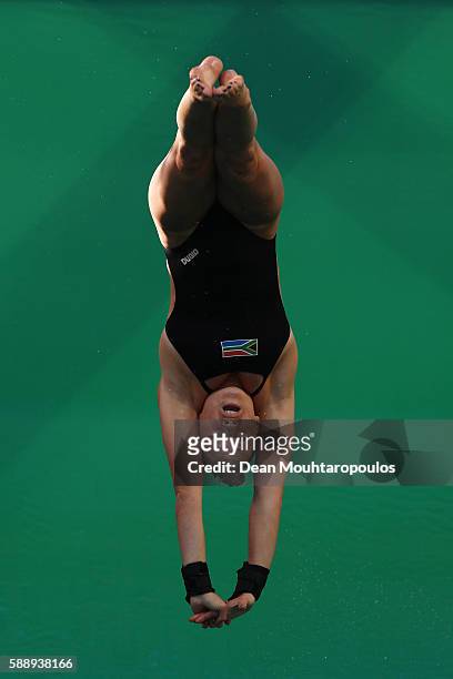Julia Catherine Vincent of South Africa competes in the Women's Diving 3m Springboard Preliminary Round on Day 7 of the Rio 2016 Olympic Games at...