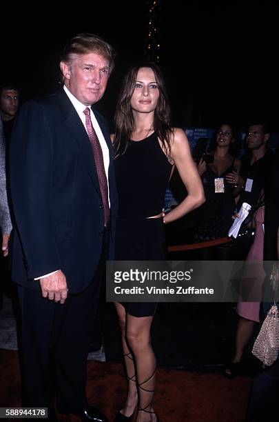 Property developer Donald Trump and girlfriend Melania Knauss attend the 1999 MTV Video Awards at the Metropolitan Opera House on September 9, 1999...