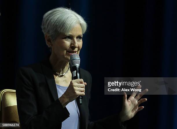 Green Party presidential nominee Jill Stein speaks during a 2016 Presidential Election Forum, hosted by Asian and Pacific Islander American Vote and...