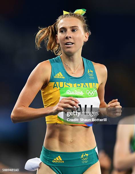 Linden Hall of Australia competes in the Women's 1500m Round 1 - Heat 1 on Day 7 of the Rio 2016 Olympic Games at the Olympic Stadium on August 12,...