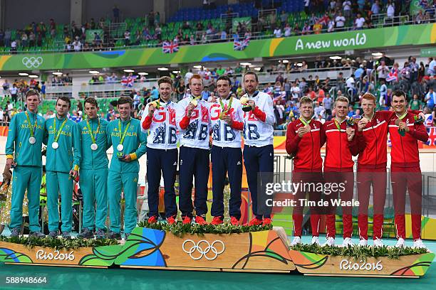 31st Rio 2016 Olympics / Track Cycling: Men's Team Pursuit Finals Podium / Team AUSTRALIA / Alexander EDMONDSON / Michael HEPBURN / Sam WELSFORD /...